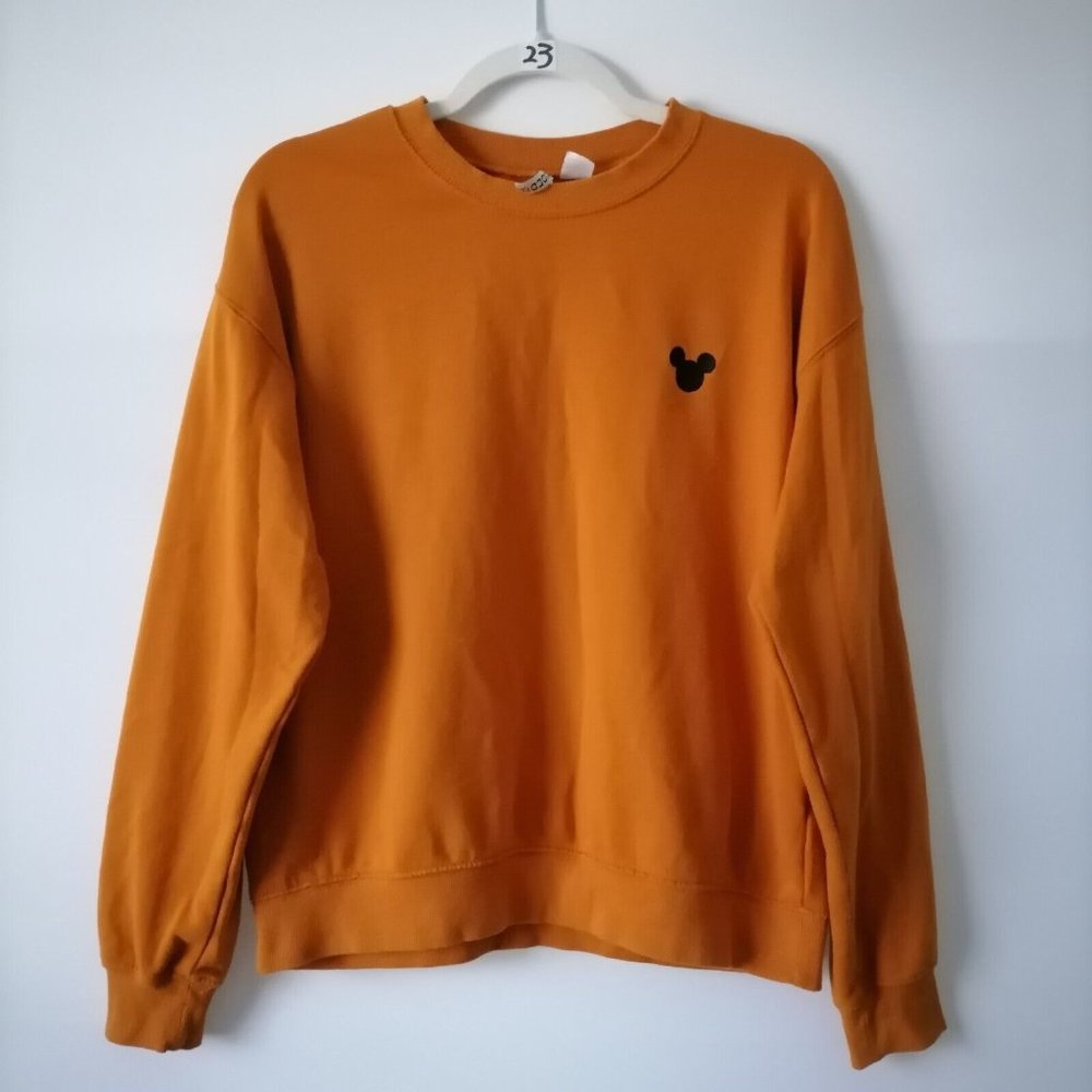 Divided H&M Womens Musturd Yellow Crew Neck Mickey Mouse Sweatshirt Size L
